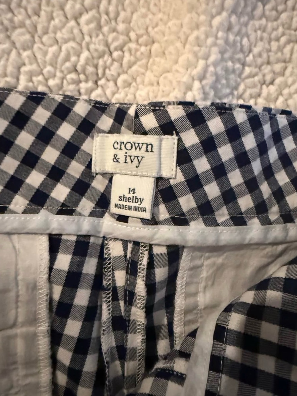 crown & ivy Navy and White Gingham Shirt